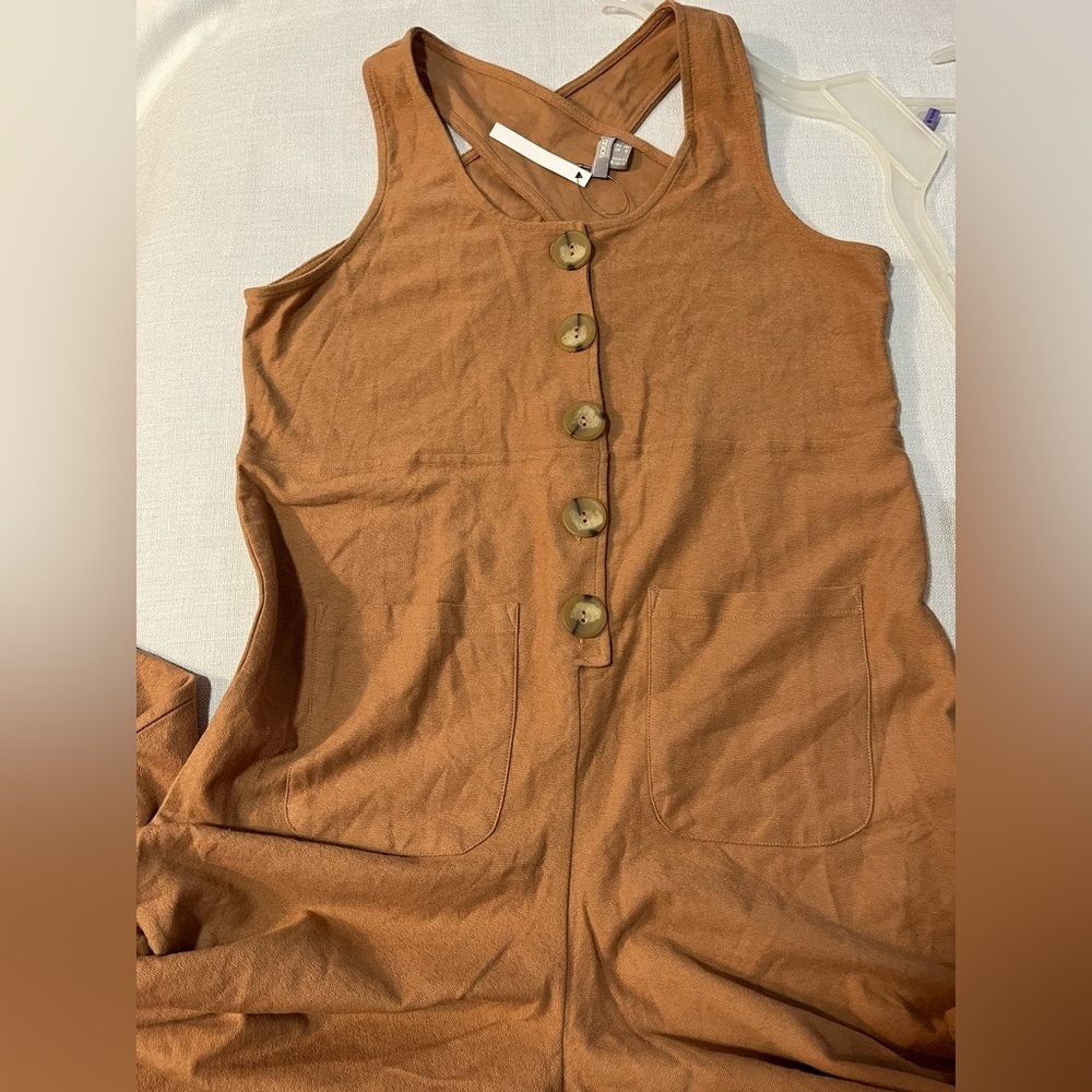 ASOS Women's Rusty Jumpsuit with Button Detail Wide Leg 100% Cotton Crop 8 NWT - Picture 10 of 15